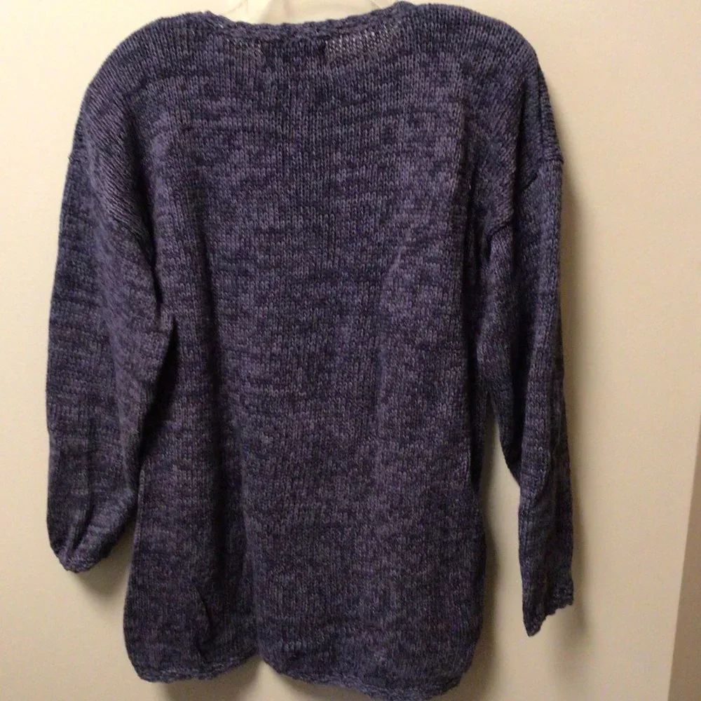 Tiara International - Vintage Long Blue with Autumn Design Pullover Sweater - Picture 5 of 7